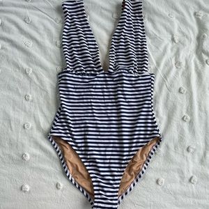 J crew striped one piece, size M